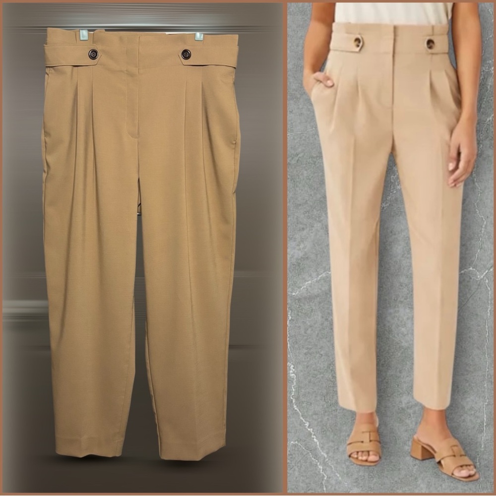Ann Taylor The Paperbag Ankle Pant New Trousers / Pants Tan Pleated Size 14 - Picture 1 of 14
